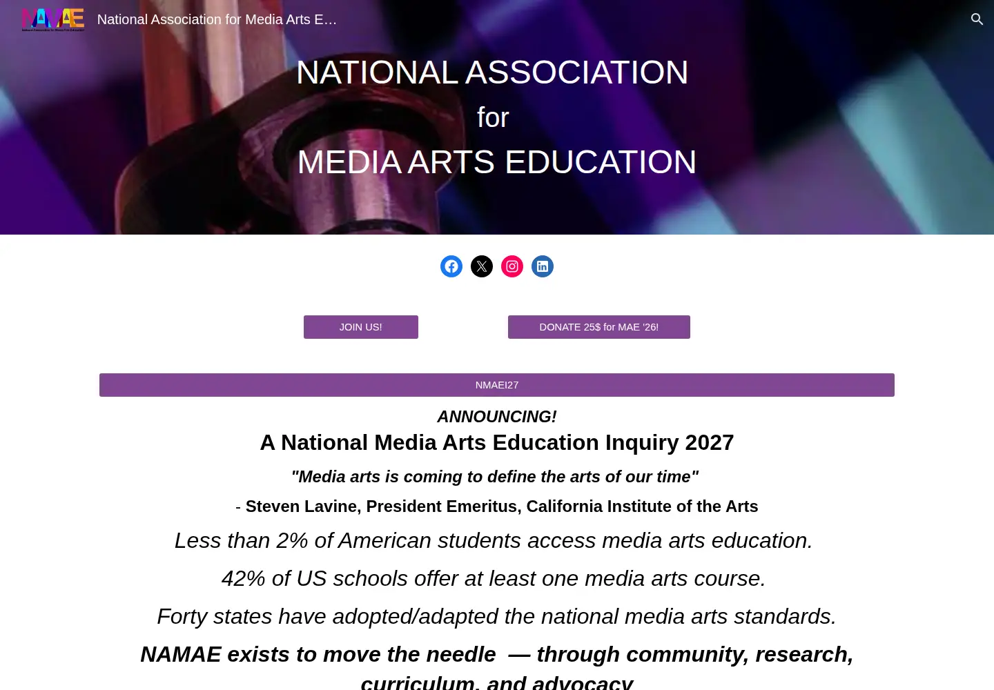 Screenshot of mediaartsedu.org