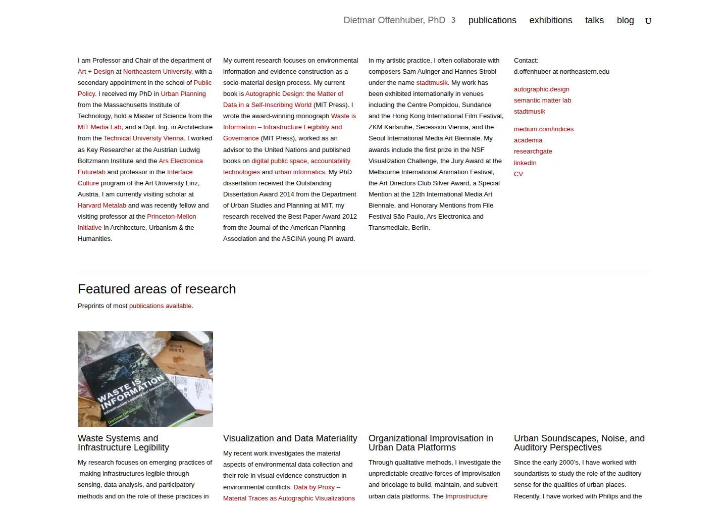 Captured homepage of offenhuber.net in the current scan