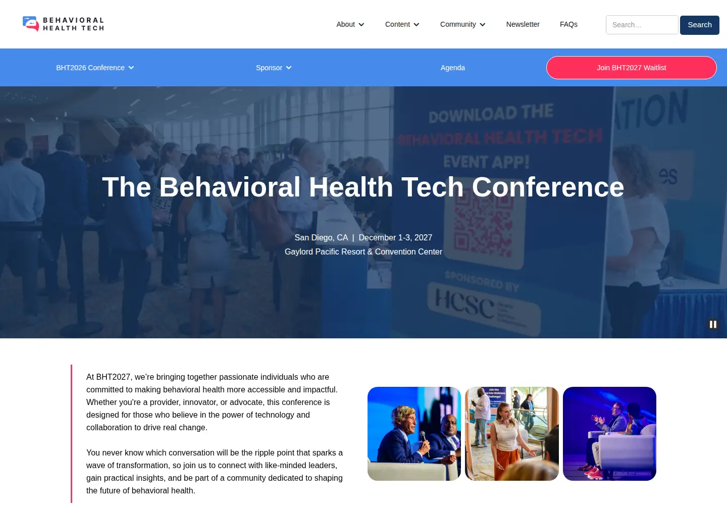 Captured homepage of behavioralhealthtech.com in the current scan