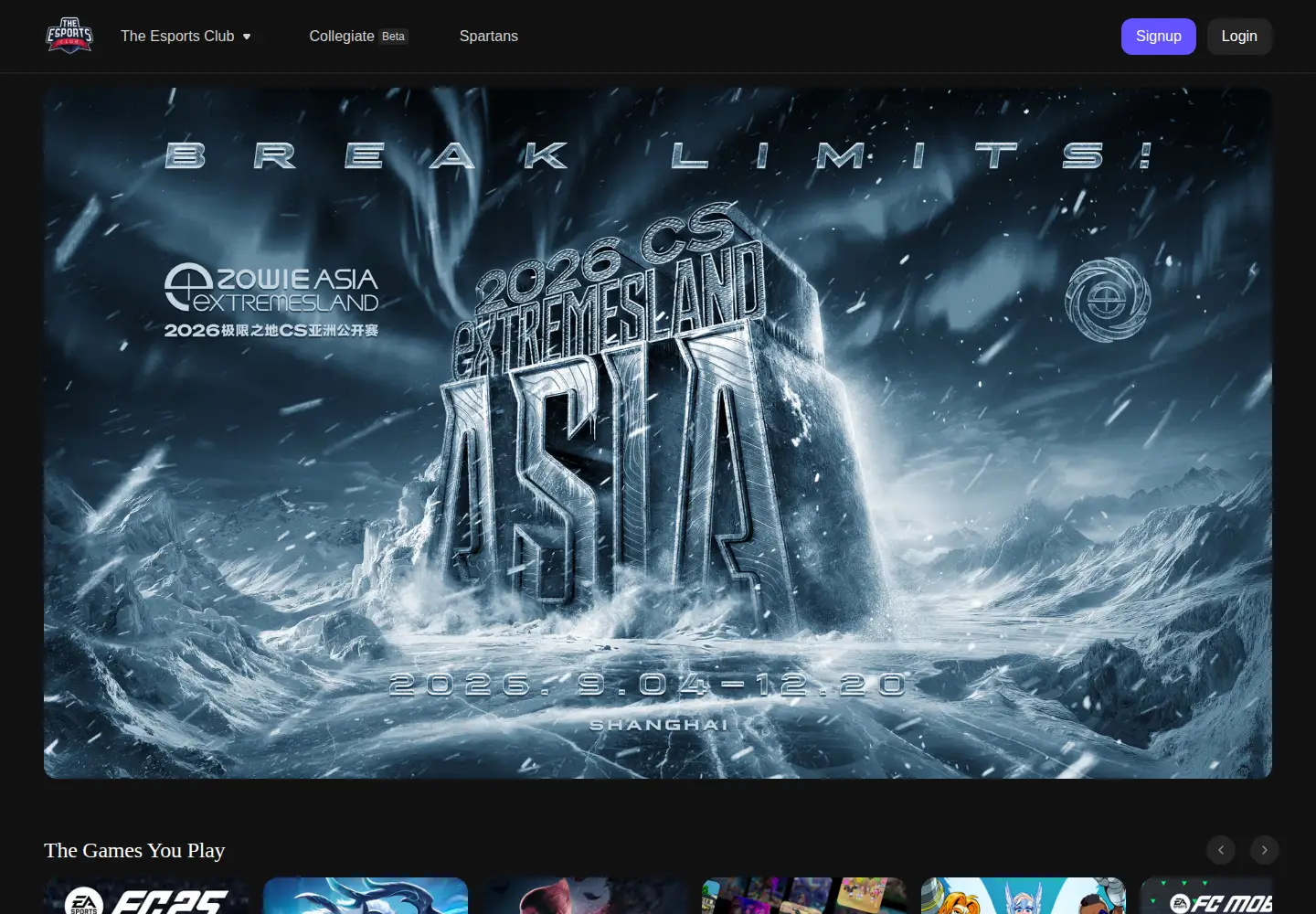 Captured homepage of theesports.club in the current scan
