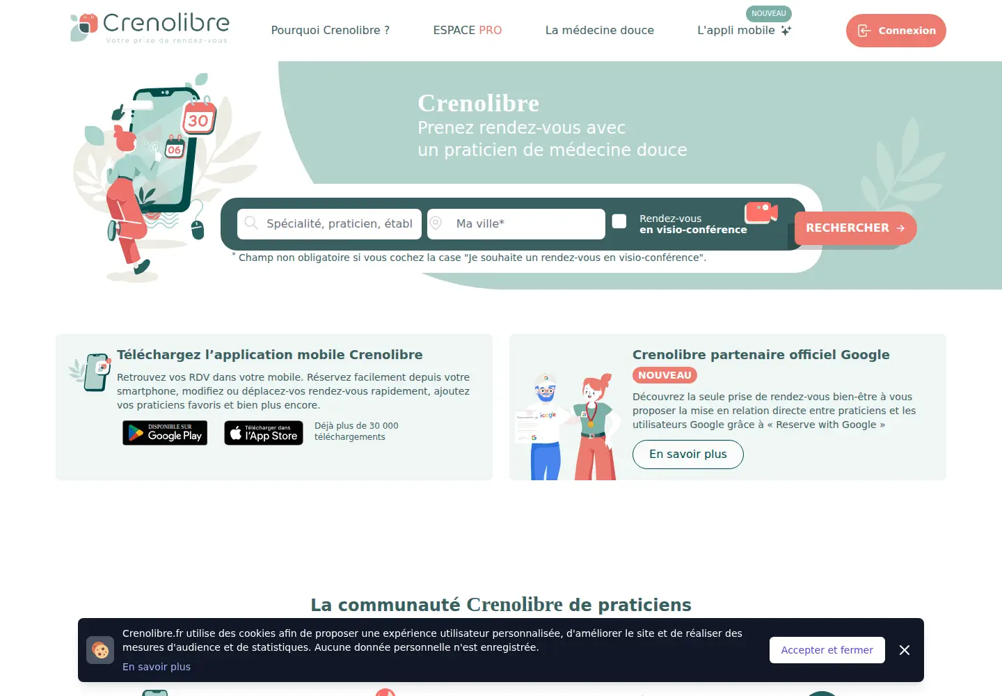 Captured homepage of crenolibre.fr in the current scan