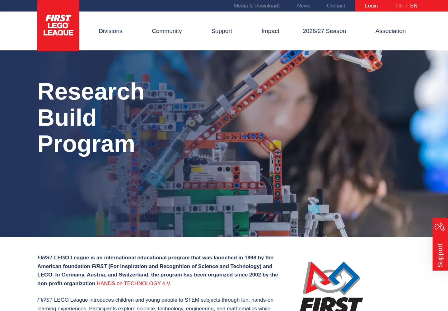 Screenshot of first-lego-league.org