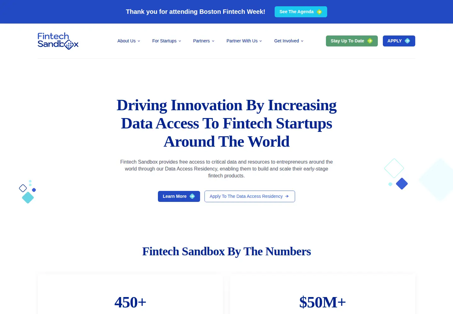 Captured homepage of fintechsandbox.org in the current scan