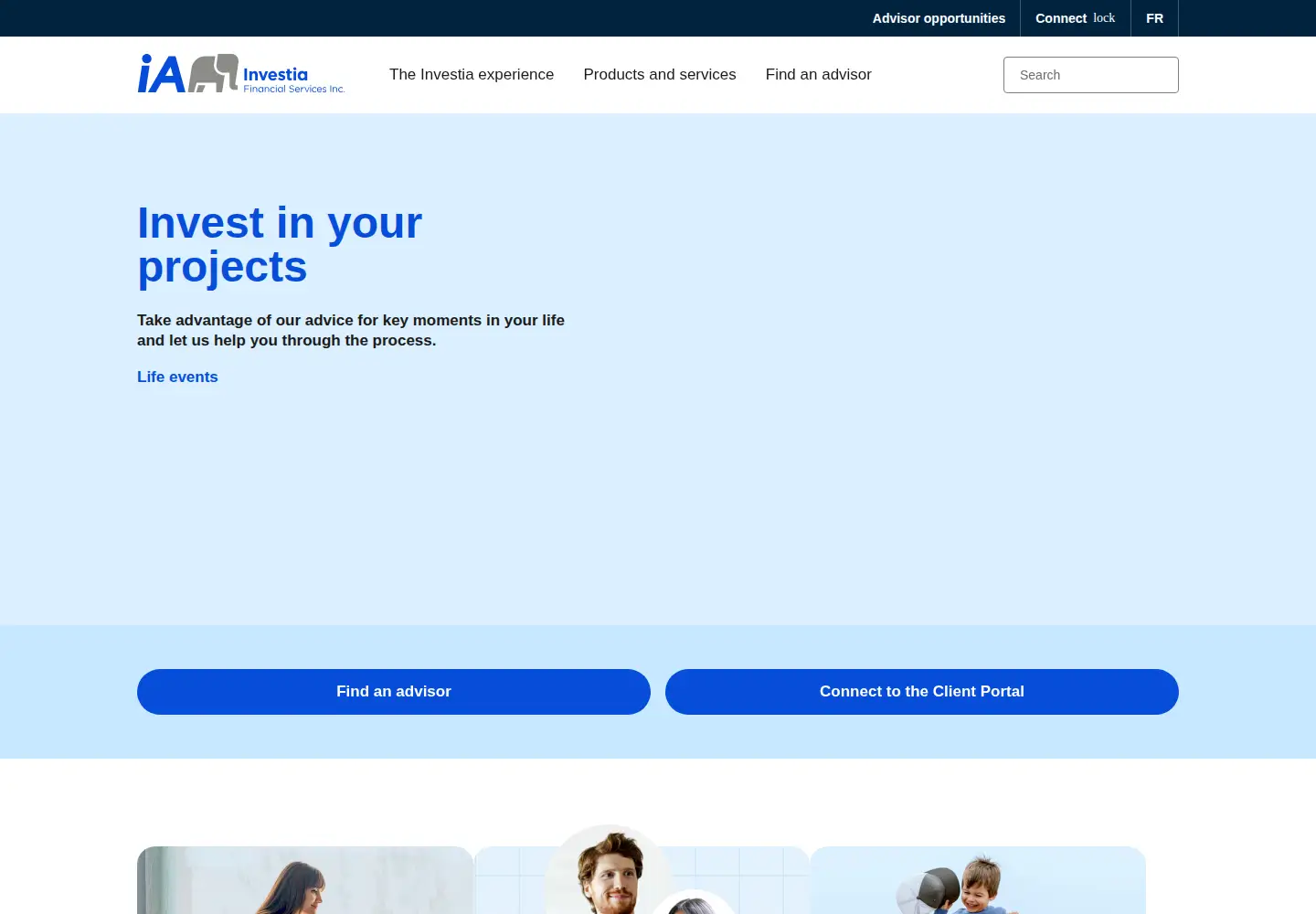 Captured homepage of investia.ca in the current scan