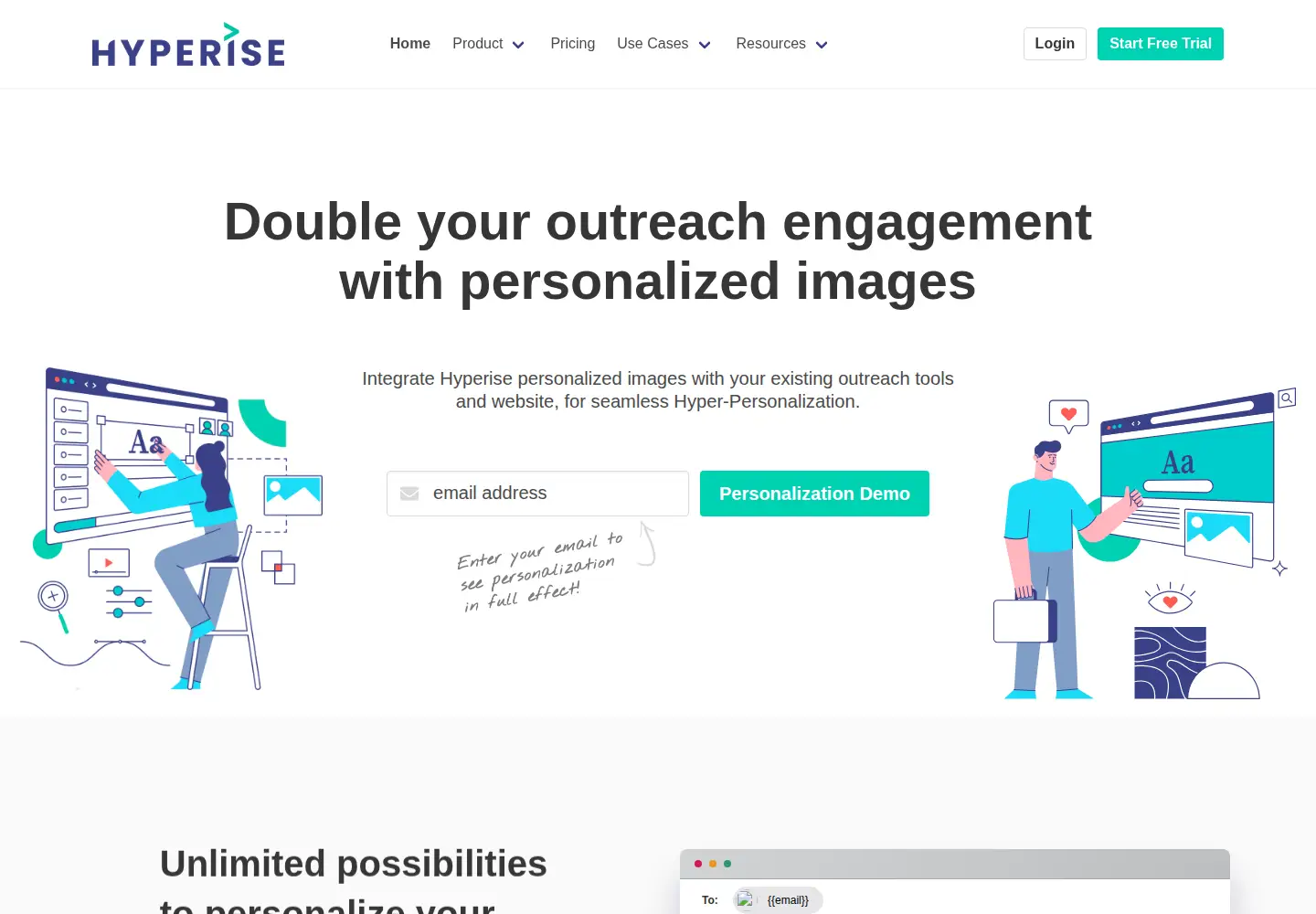 Captured homepage of hyperise.com in the current scan