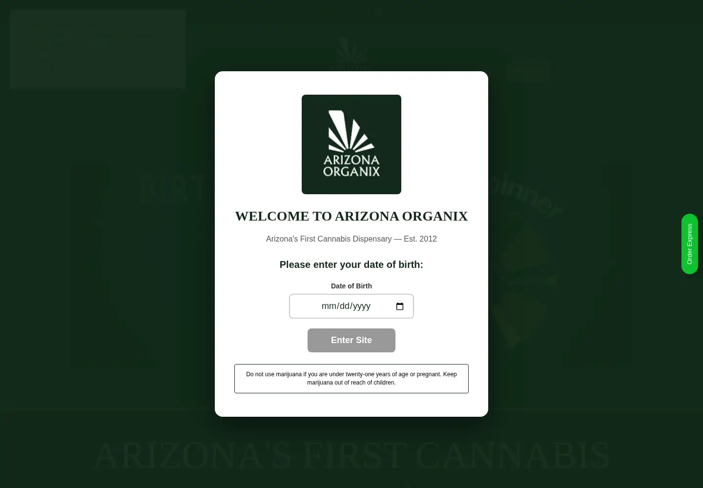 Screenshot of arizonaorganix.org