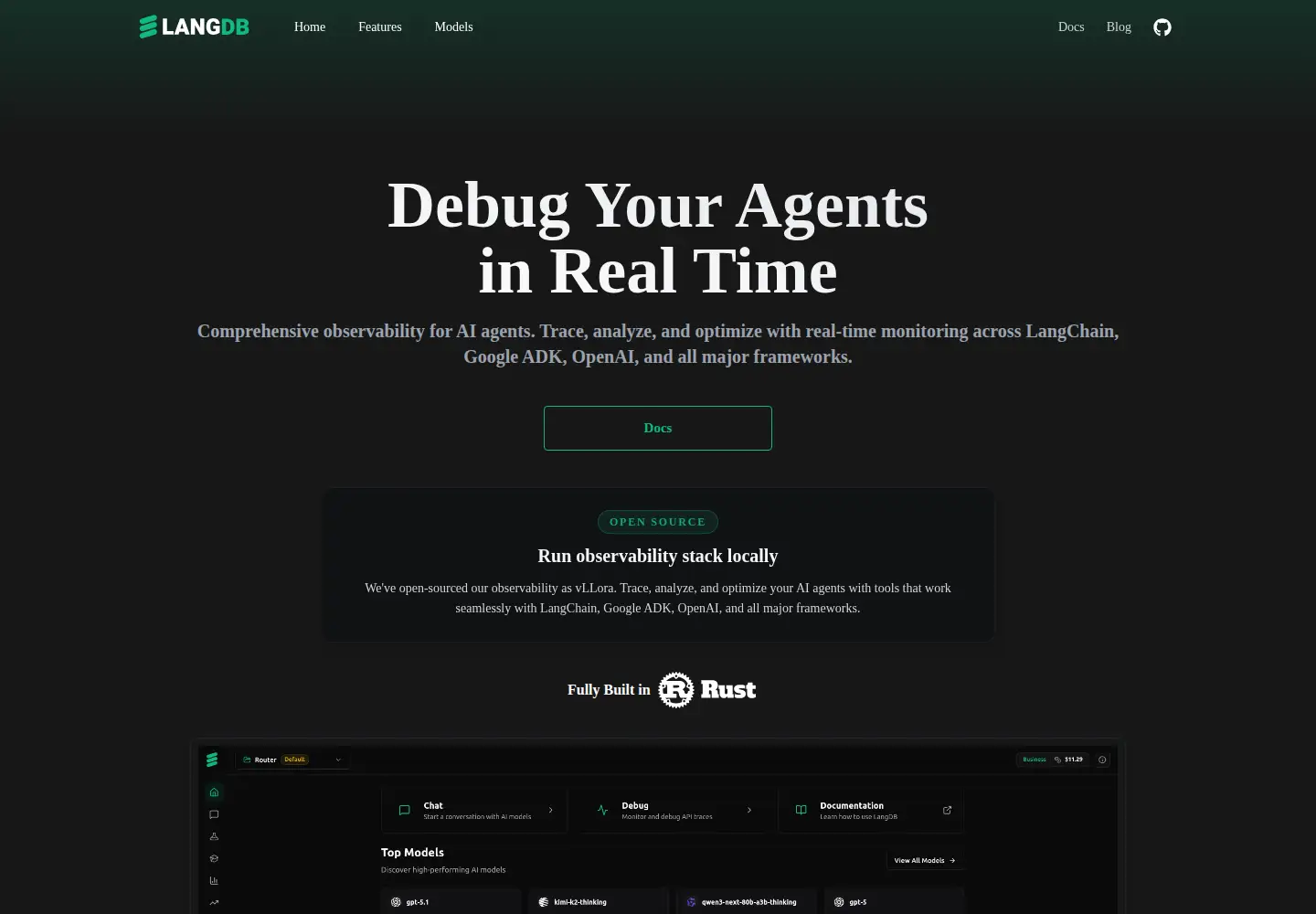 Screenshot of langdb.ai