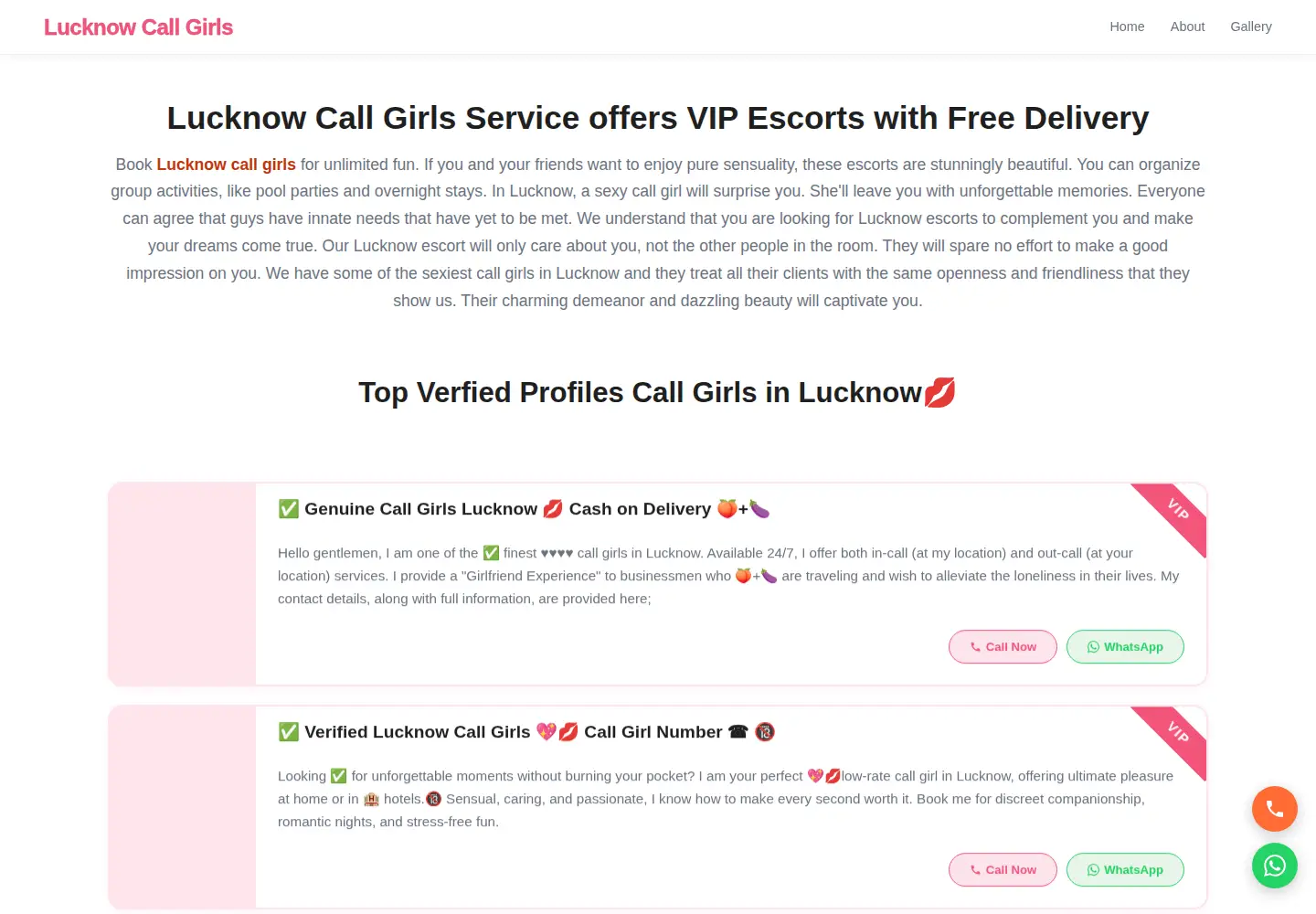 Screenshot of hilucknowcallgirl.com