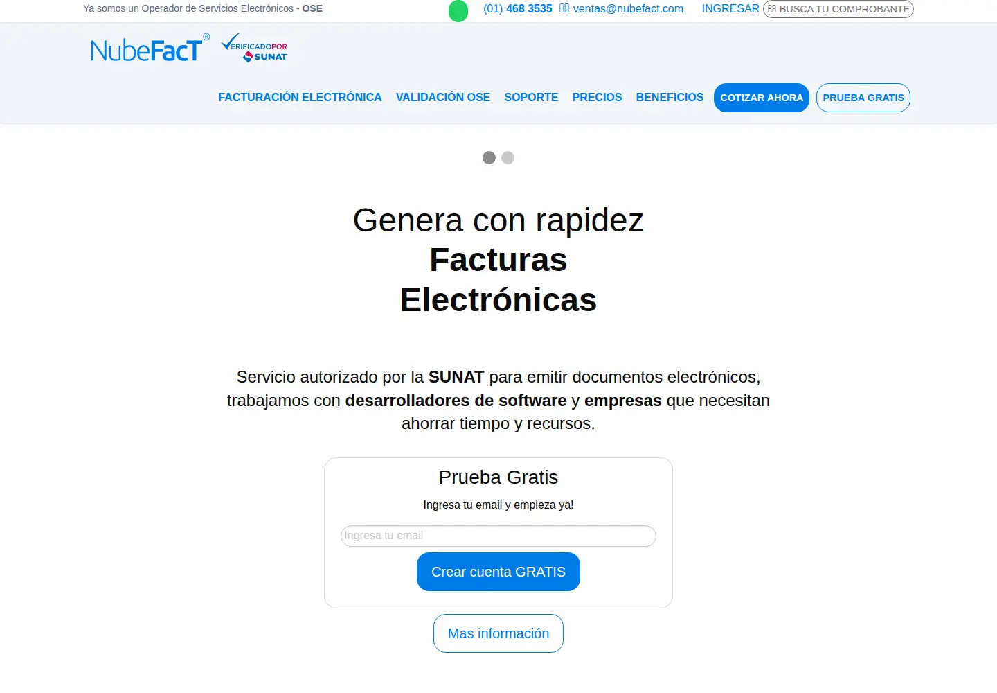 Screenshot of nubefact.com