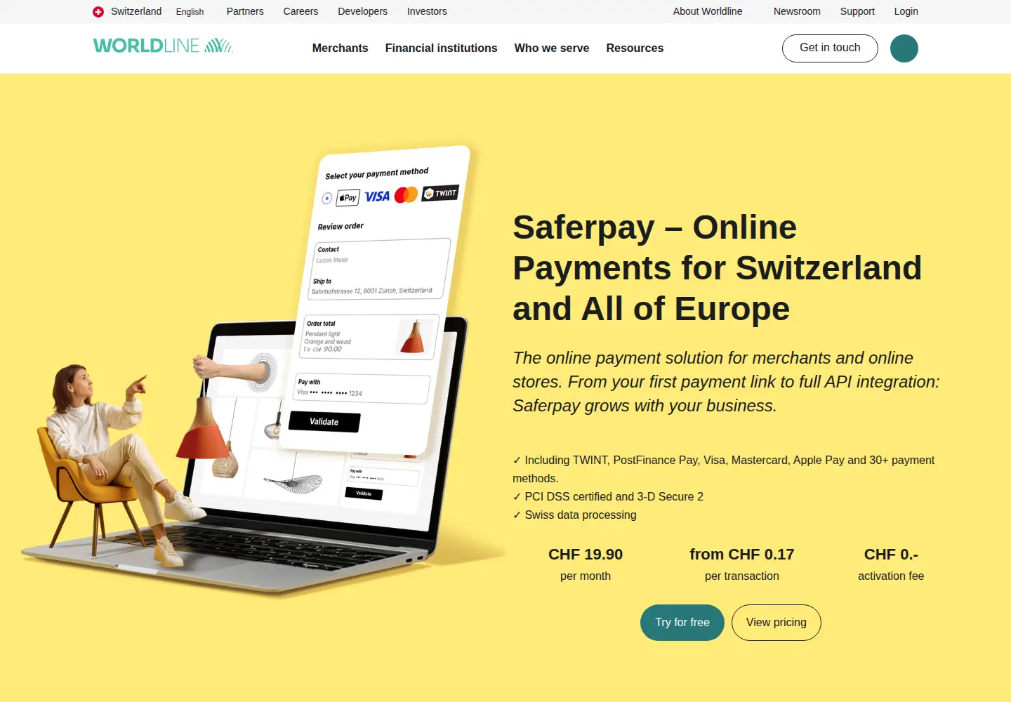 Screenshot of saferpay.com