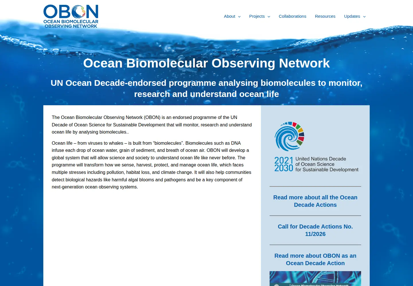 Captured homepage of obon-ocean.org in the current scan
