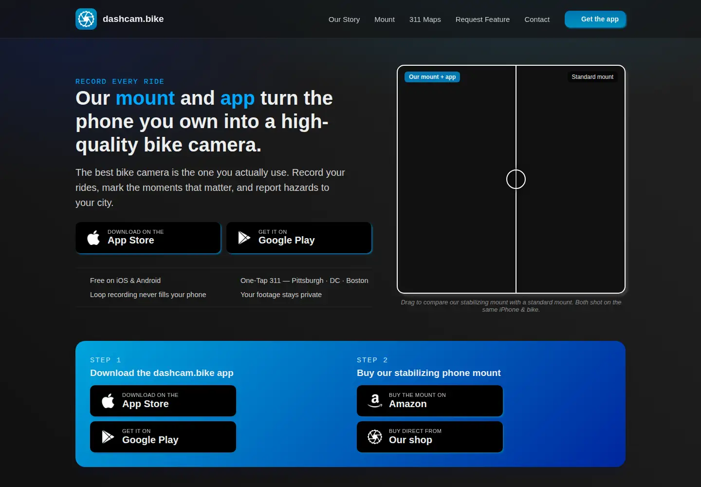 Captured homepage of dashcam.bike in the current scan