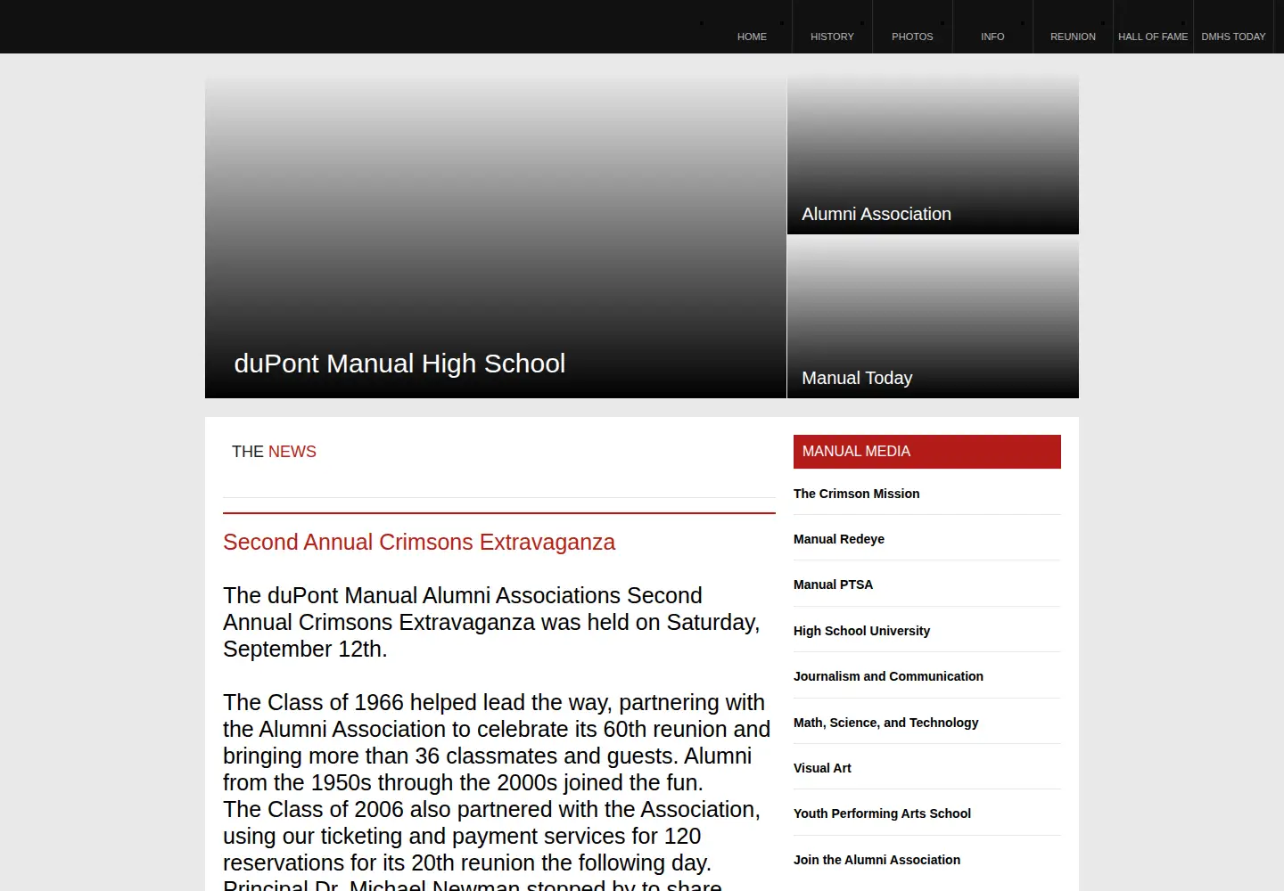 Screenshot of dupontmanualalumni.com