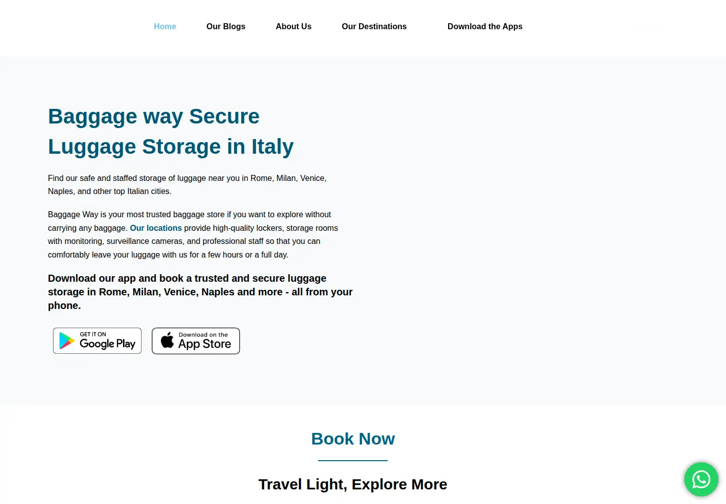 Captured homepage of baggageway.com in the current scan