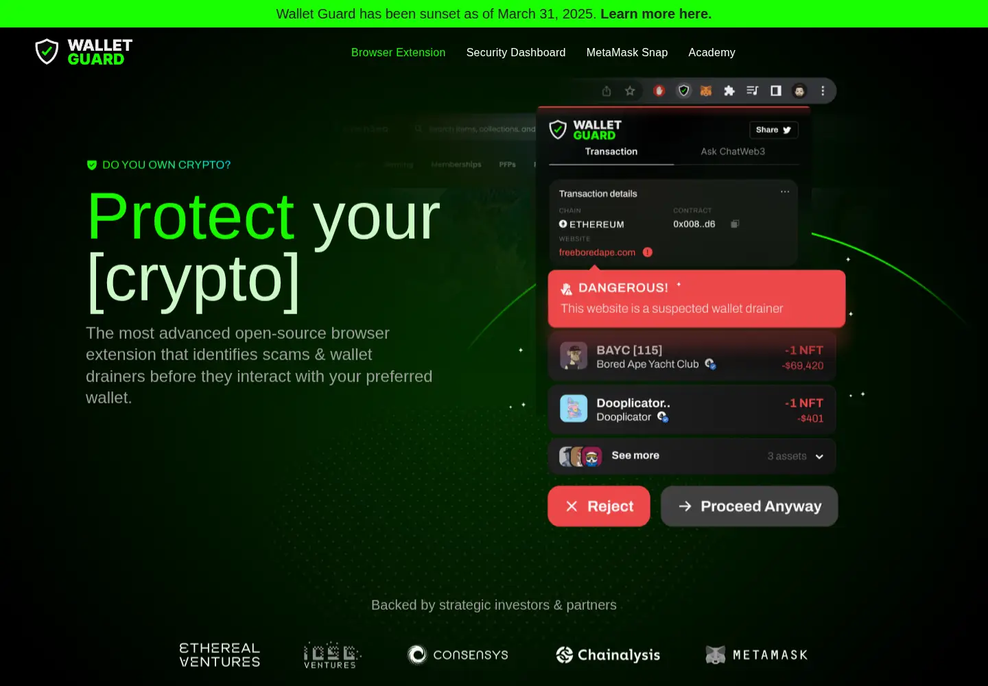 Screenshot of walletguard.app