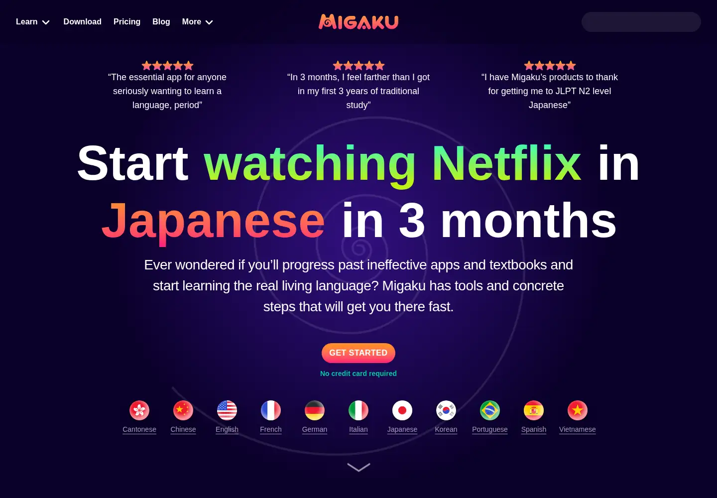 Screenshot of migaku.com