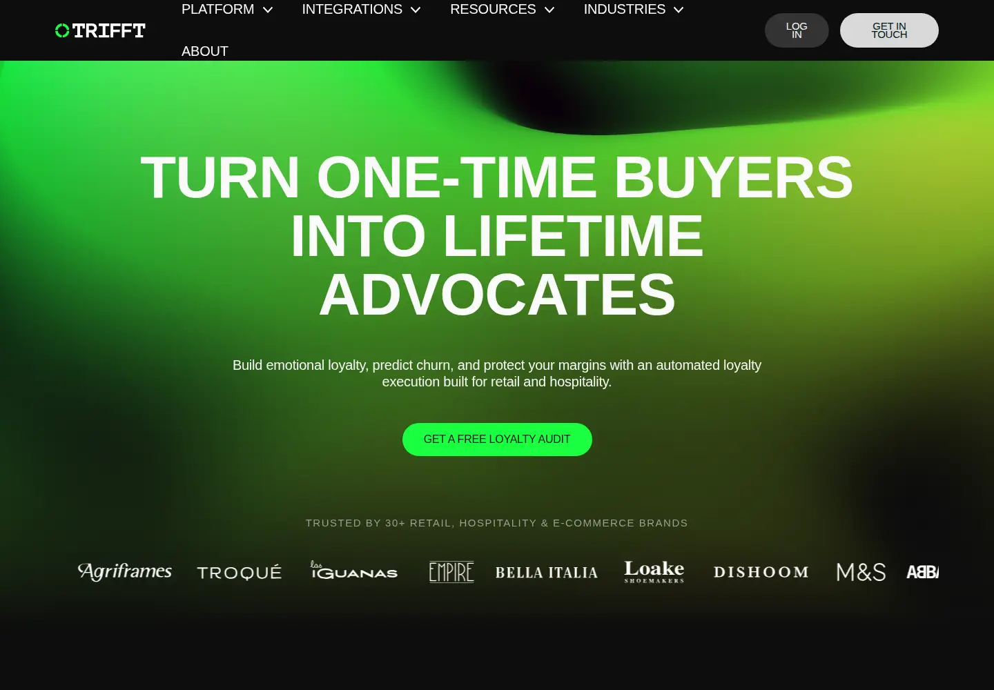 Captured homepage of trifftloyalty.com in the current scan