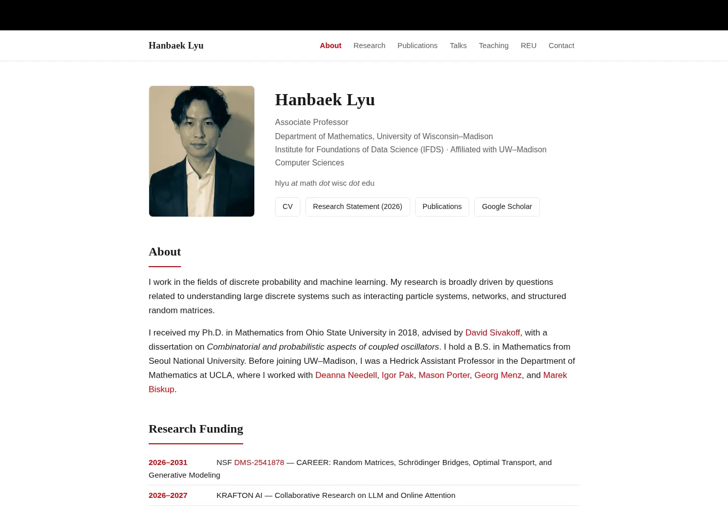 Screenshot of hanbaeklyu.com