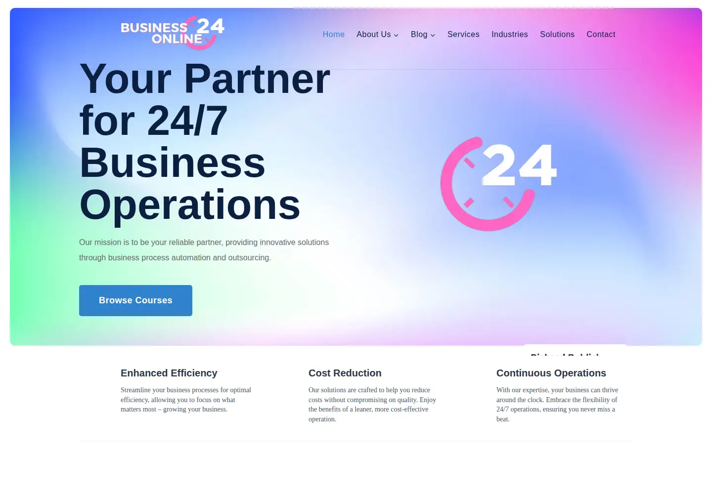 Captured homepage of businessonline24.net in the current scan
