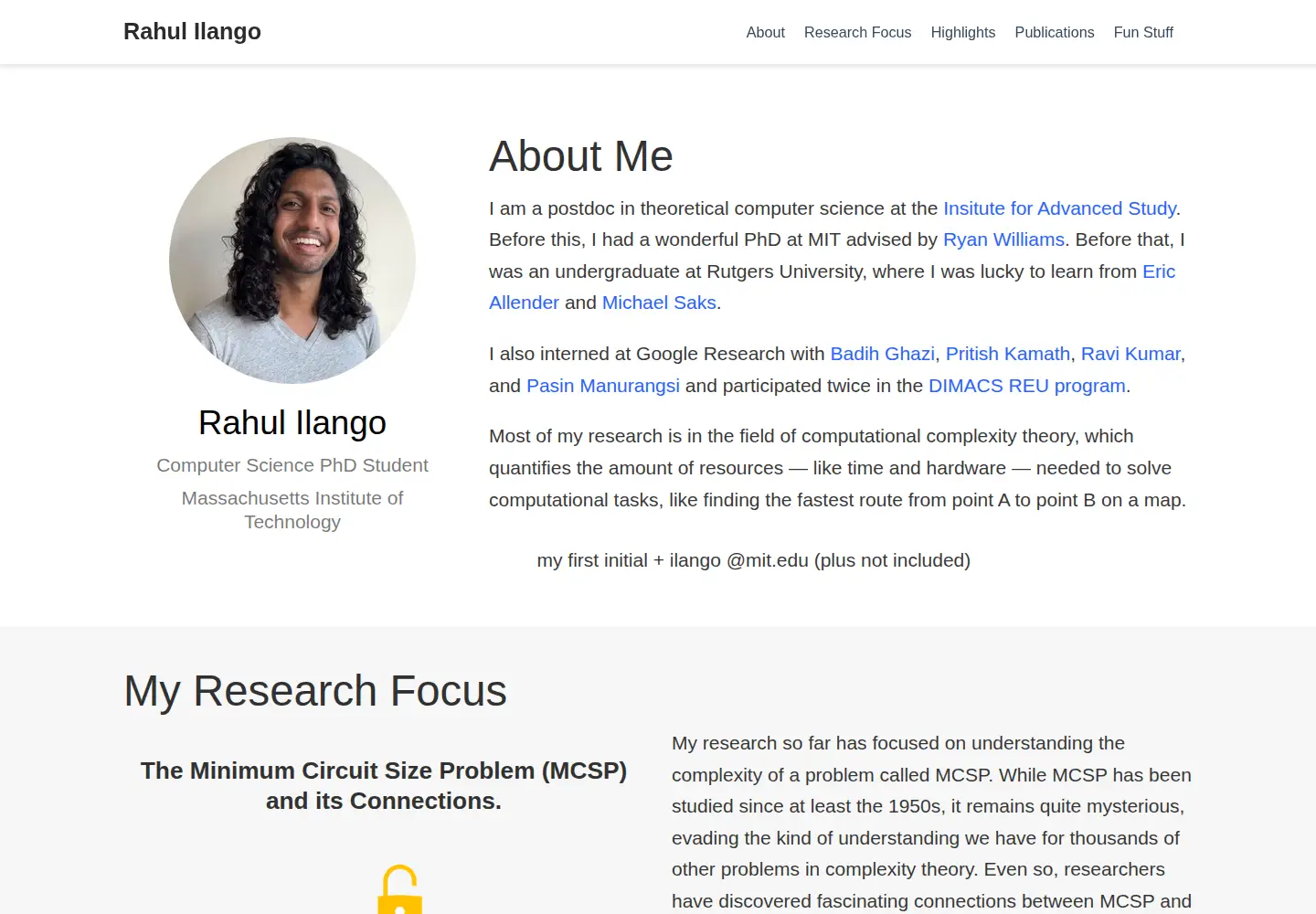 Screenshot of rahulilango.com