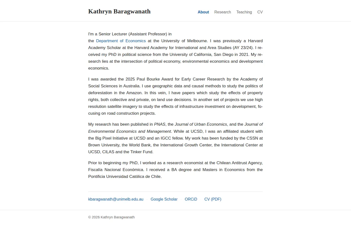 Screenshot of kathrynbaragwanath.com