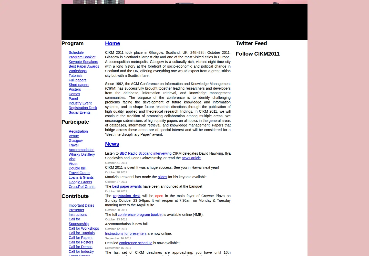 Screenshot of cikm2011.org