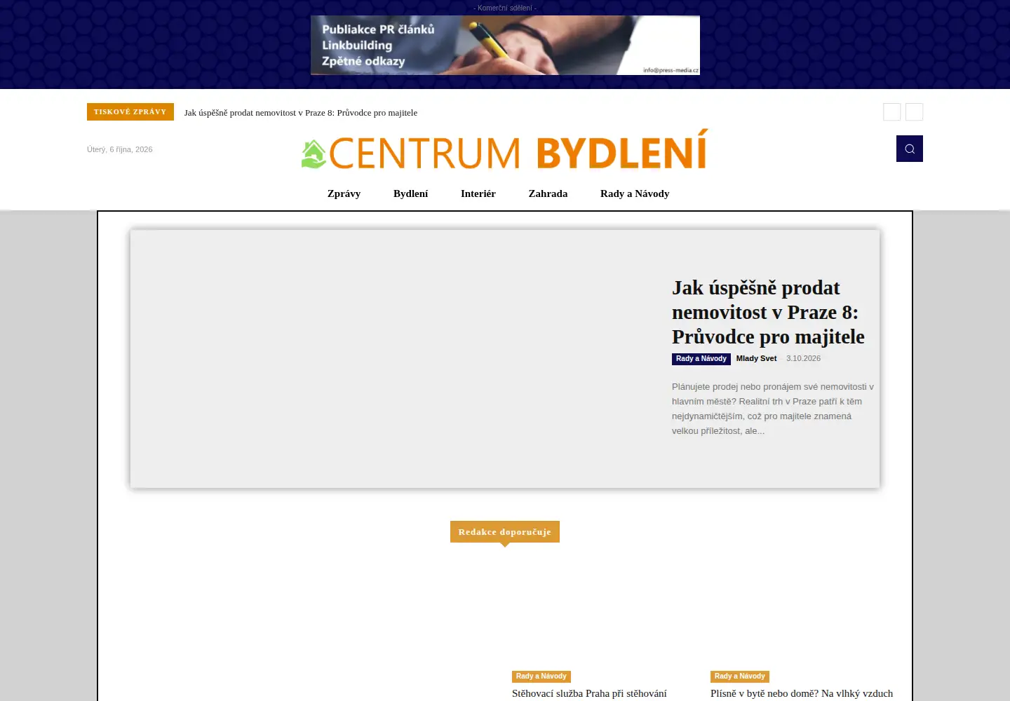 Captured homepage of centrumbydleni.cz in the current scan