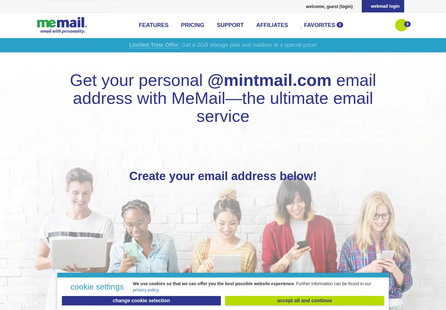 Captured homepage of mintmail.com in the current scan