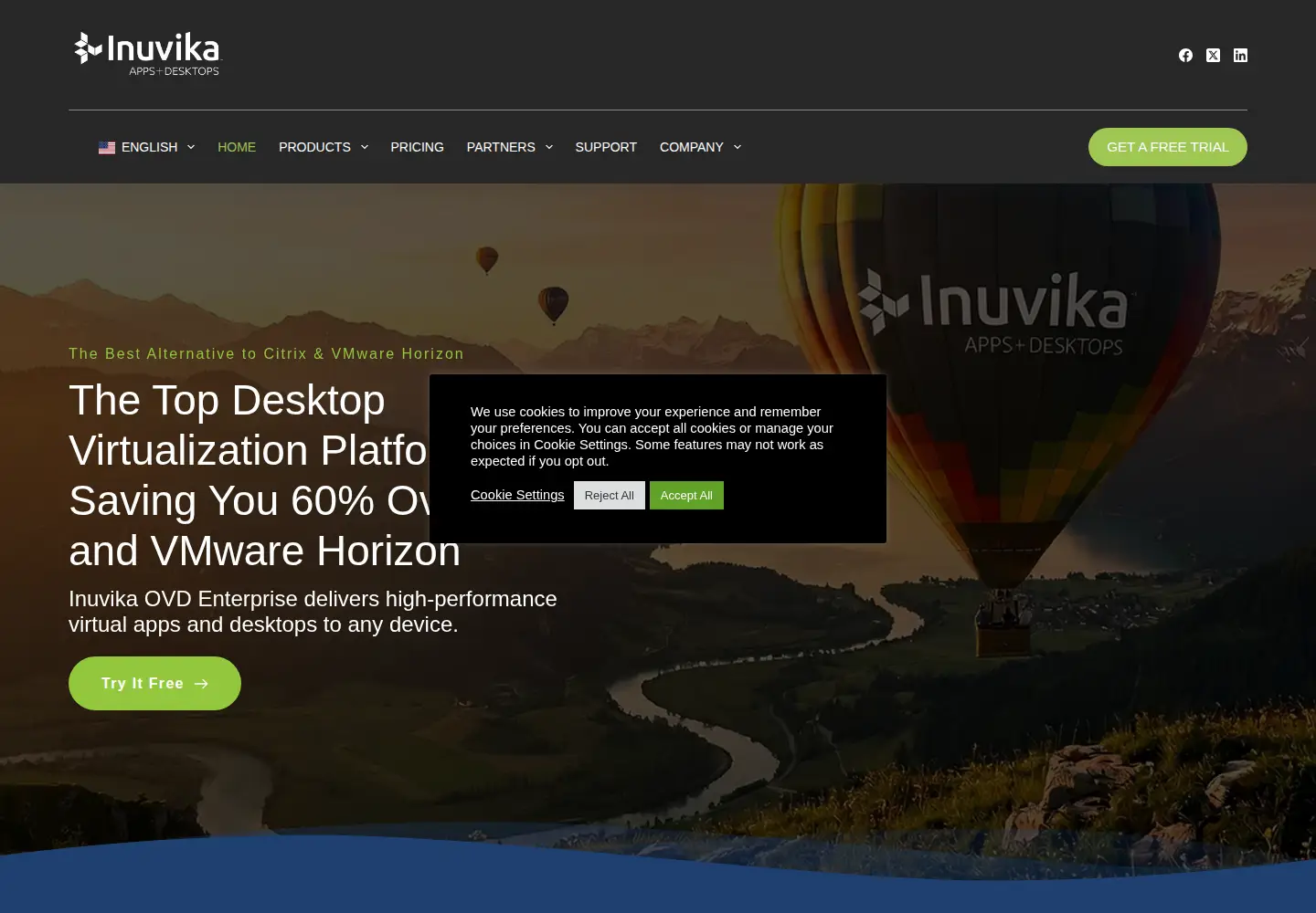 Captured homepage of inuvika.com in the current scan