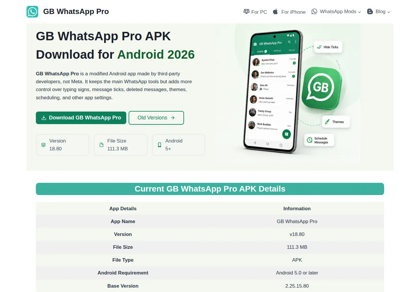 Screenshot of gbwhatsproapp.com