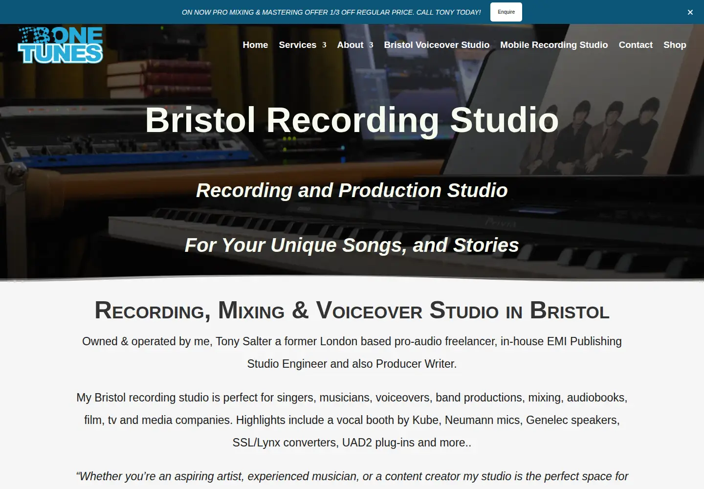Screenshot of tbonetunes.co.uk