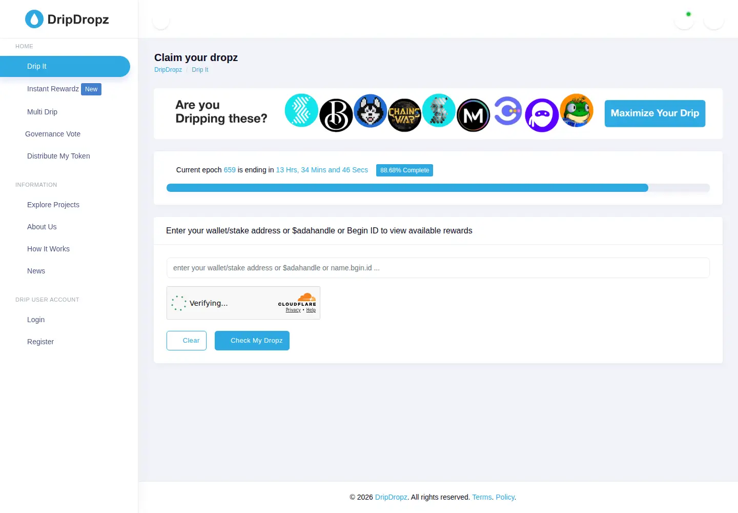 Screenshot of dripdropz.io