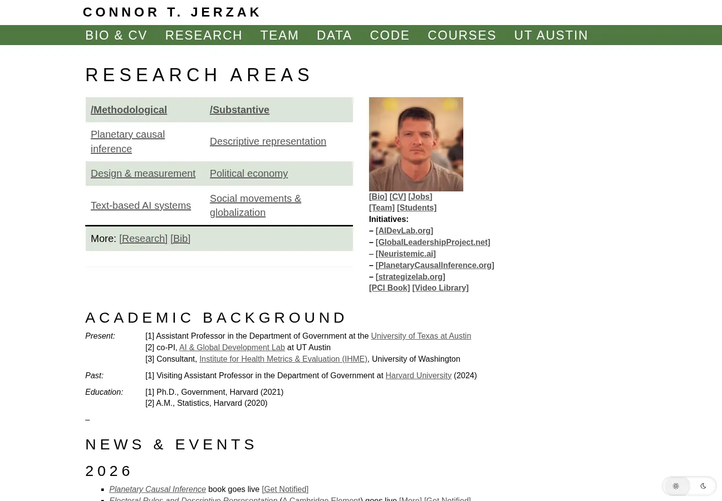 Screenshot of connorjerzak.com