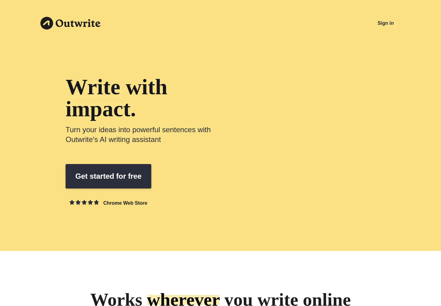 Captured homepage of outwrite.com in the current scan