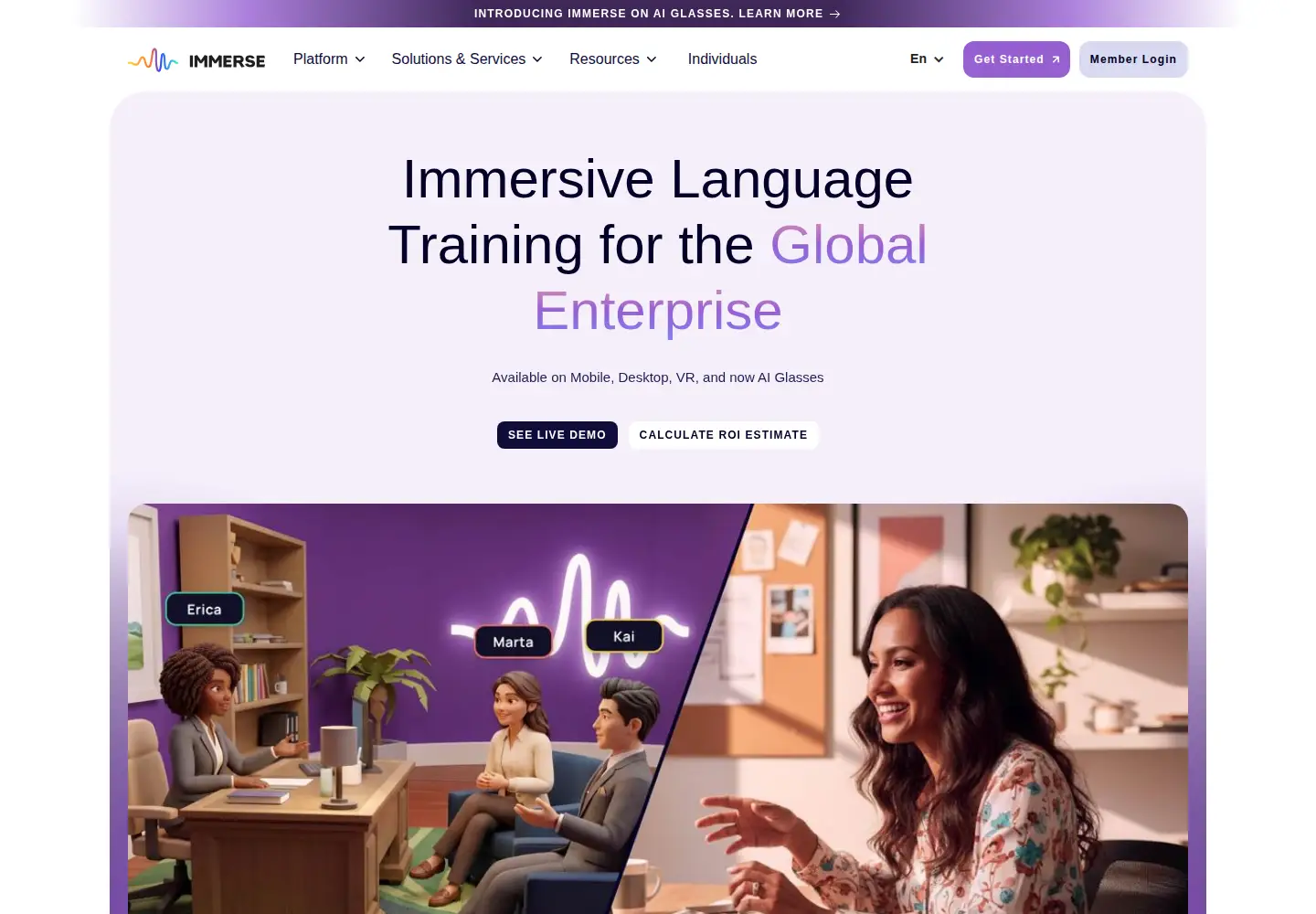 Screenshot of immerse.com