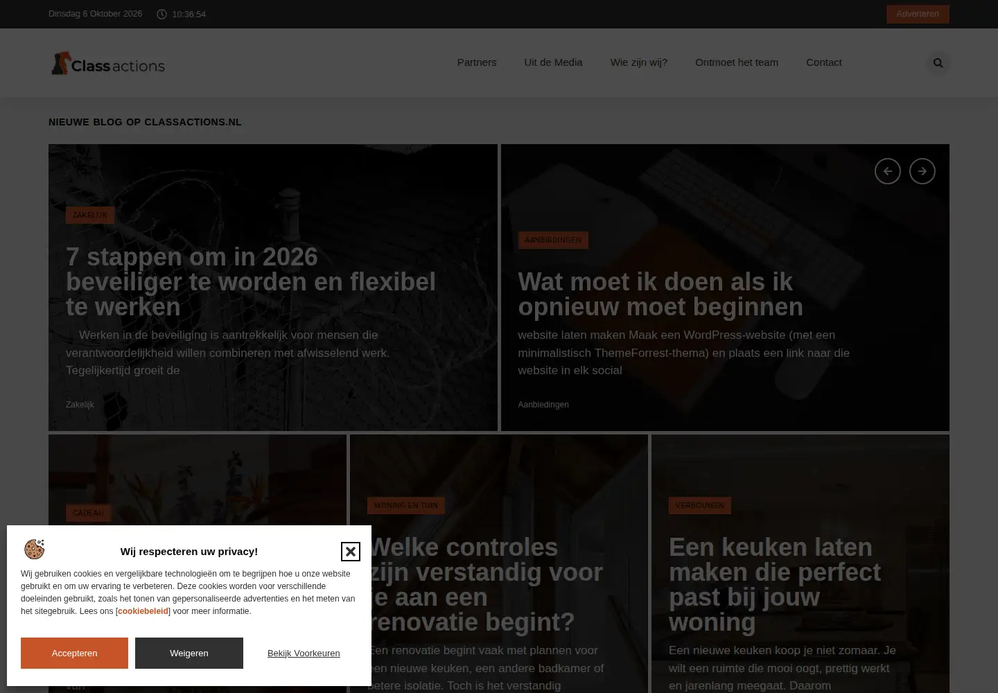 Captured homepage of classactions.nl in the current scan