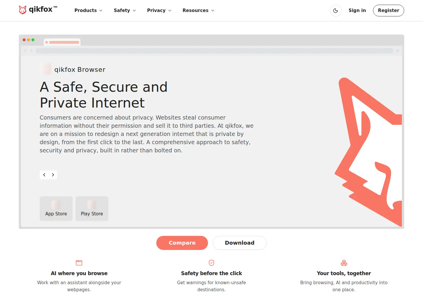 Captured homepage of qikfox.com in the current scan