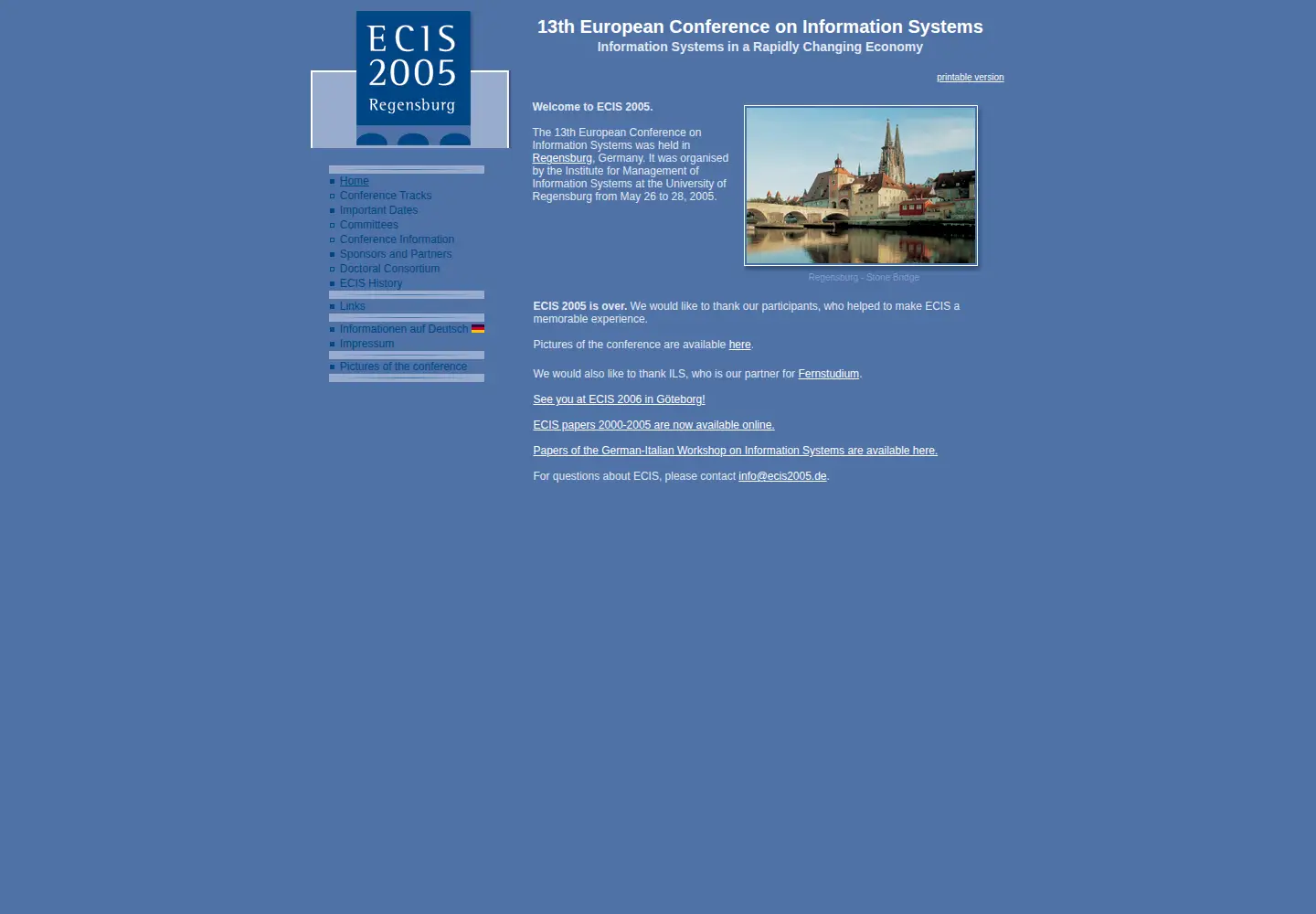 Captured homepage of ecis2005.de in the current scan