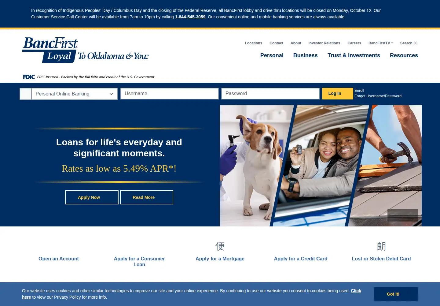 Screenshot of bancfirst.bank