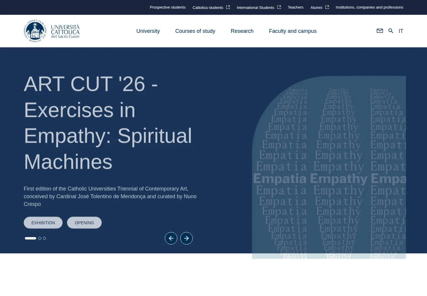 Screenshot of unicatt.eu