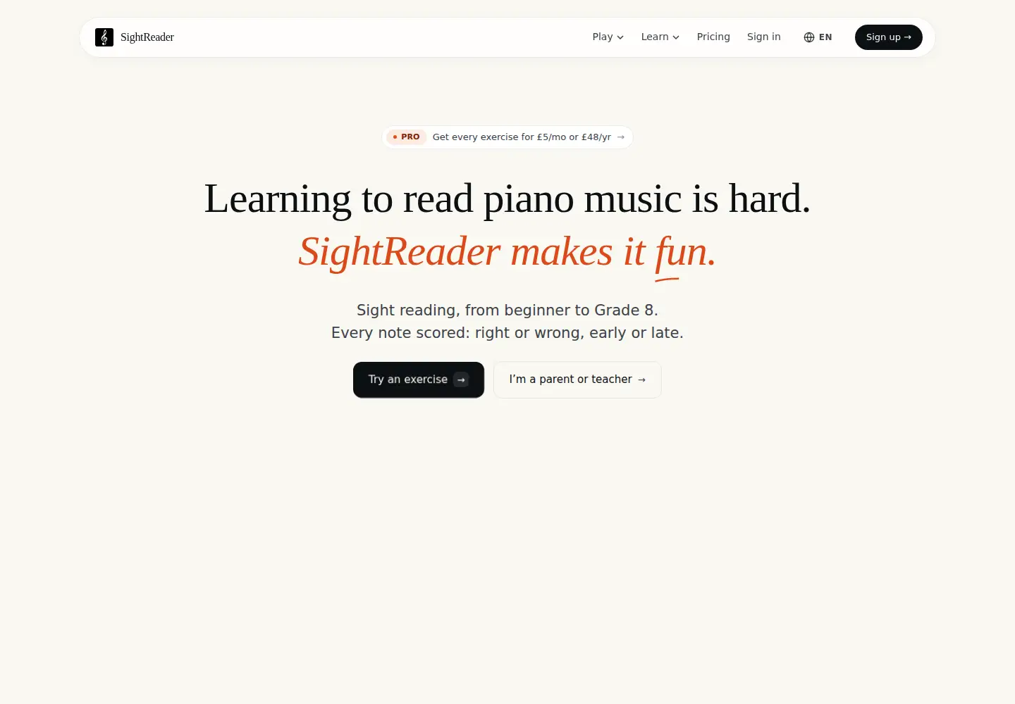 Screenshot of sightreader.app