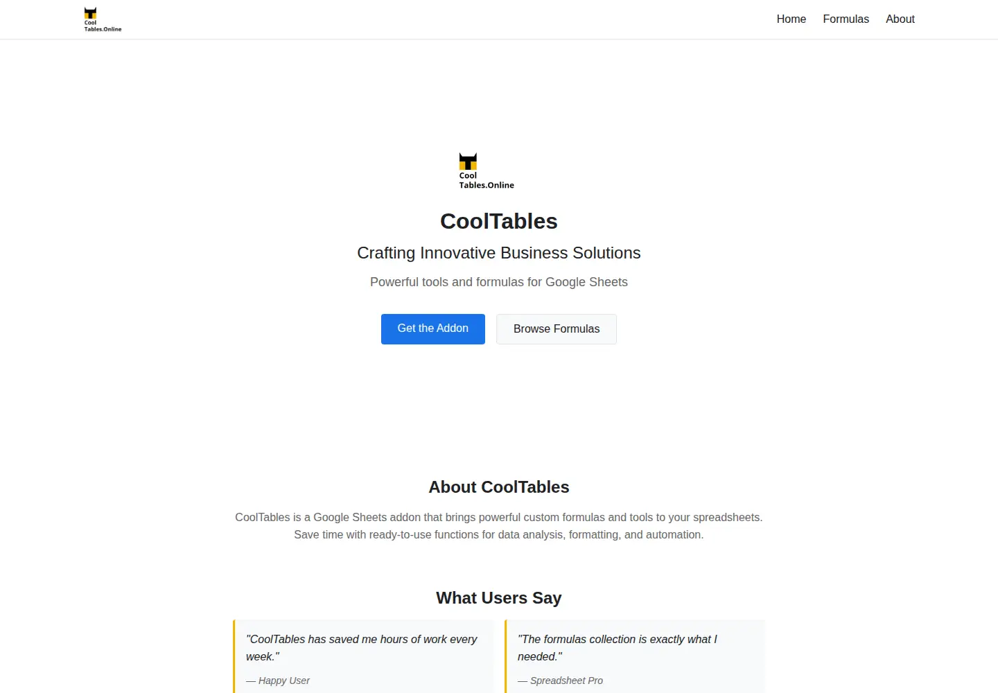 Screenshot of cooltables.online