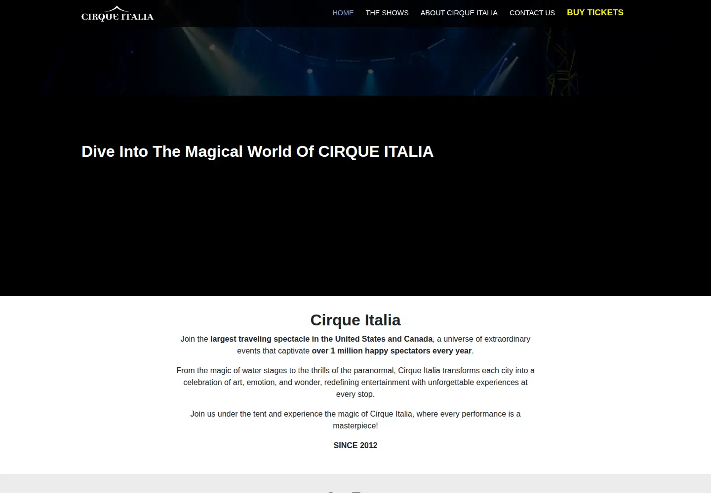Captured homepage of cirqueitalia.com in the current scan
