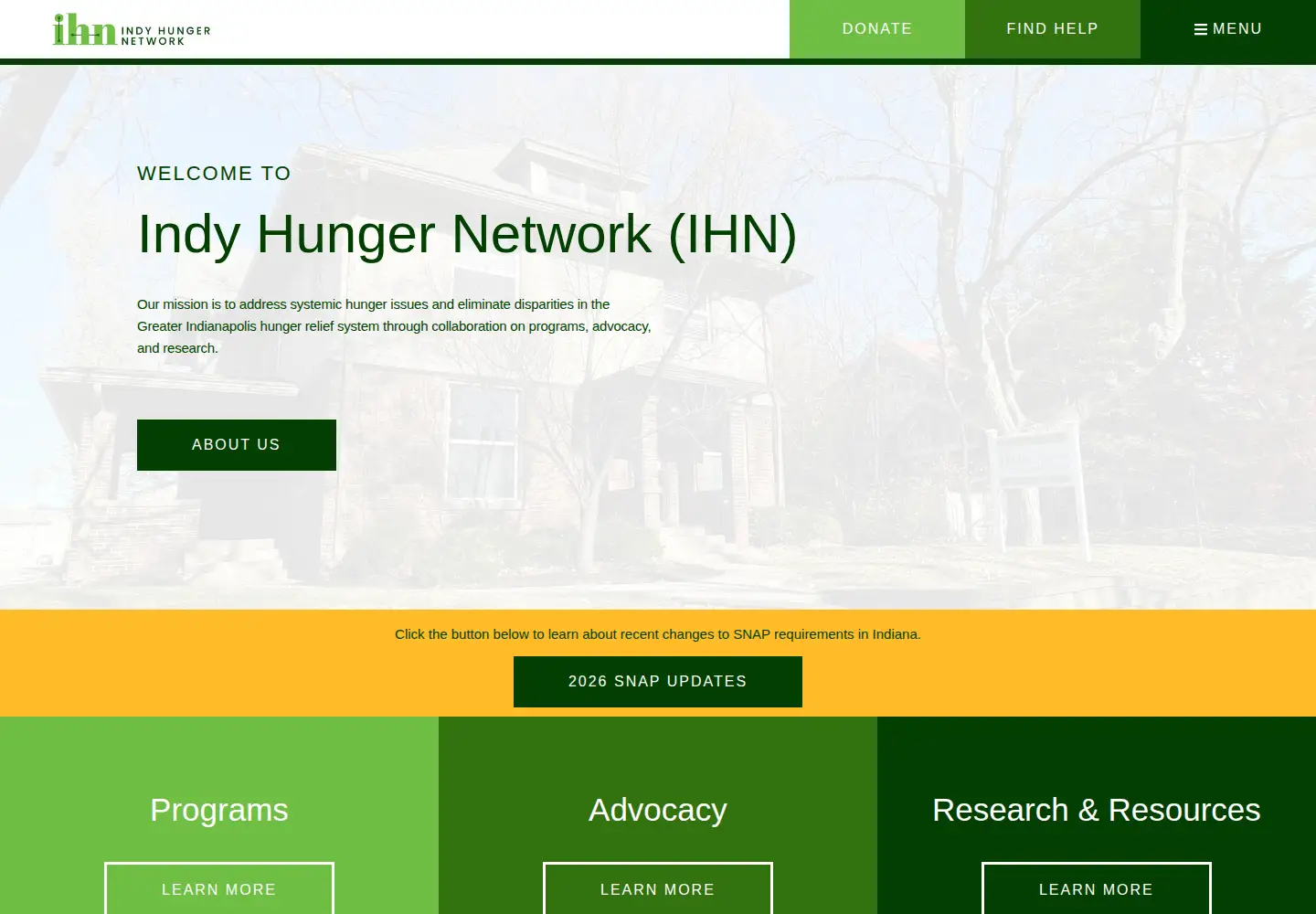 Screenshot of indyhunger.org