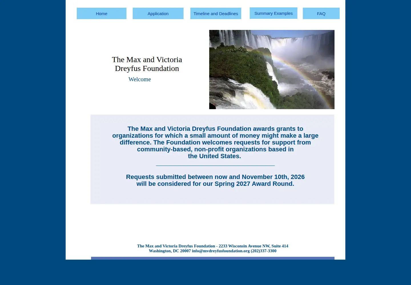 Screenshot of mvdreyfusfoundation.org