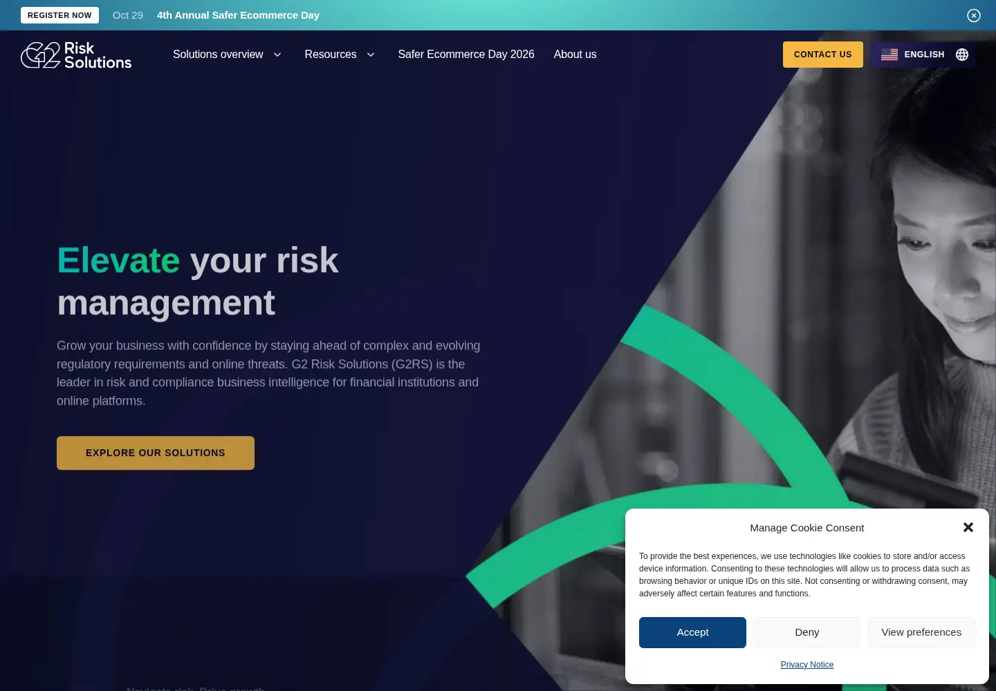 Captured homepage of g2risksolutions.com in the current scan