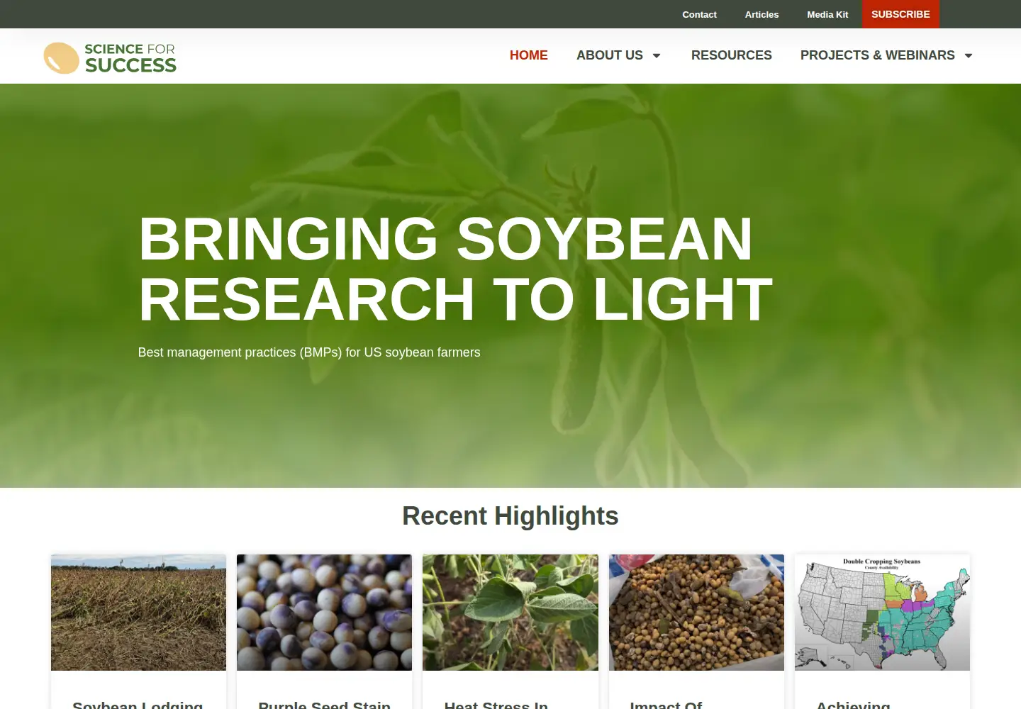 Screenshot of soybeanscienceforsuccess.org