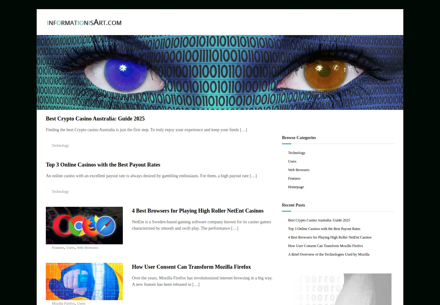 Captured homepage of informationisart.com in the current scan