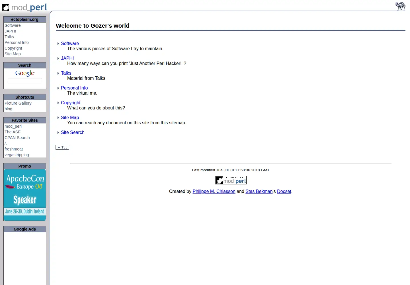 Captured homepage of ectoplasm.org in the current scan