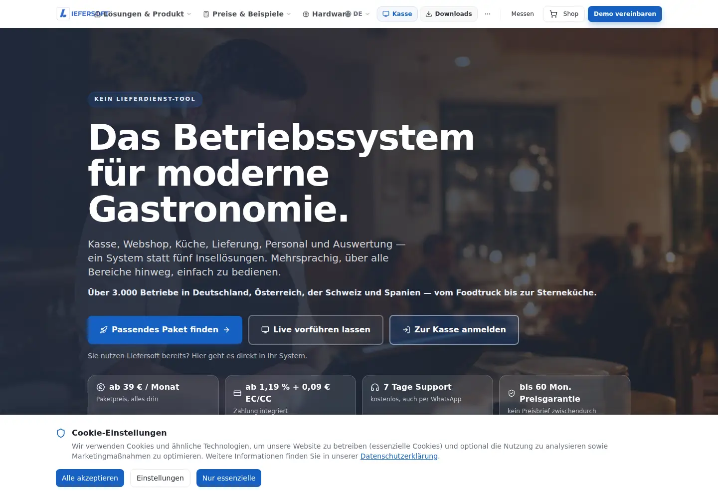 Captured homepage of liefersoft.de in the current scan